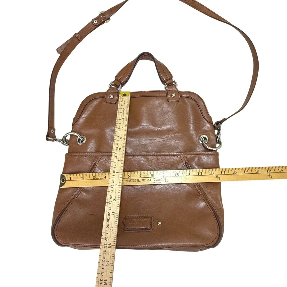 Nine West Handbag Large Brown Foldover Convertible Satchel Crossbody Bag Tote